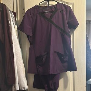 Purple Scrub Set with Black Trim
